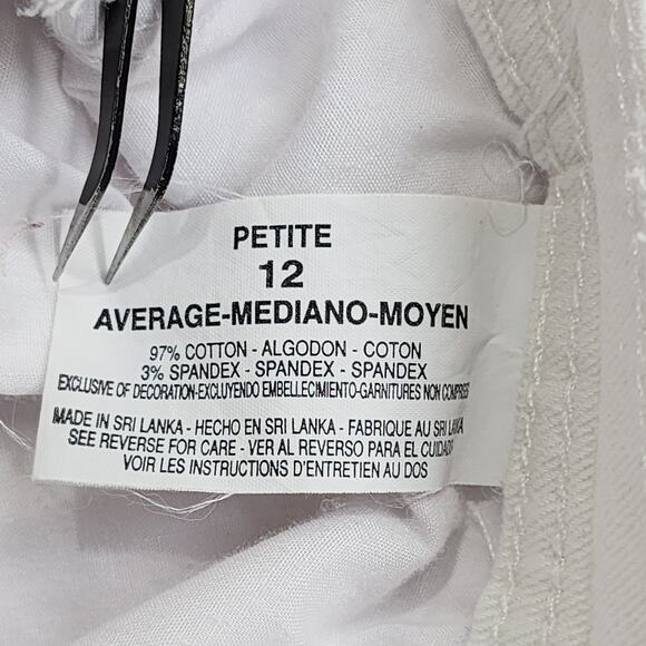 Gloria Vanderbilt Jeans Womens 12P PETITE White High Rise Straight Leg Stretch - Picture 8 of 14